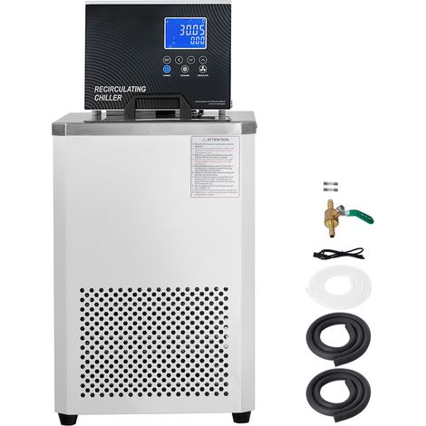 Bain de refroidissement de laboratoire 6L, circulateur à eau froide basse température, plage -5°C à 100°C, pompe de circulation, écran LCD, cuve inox 304, refroidisseur à recirculation (1/5)