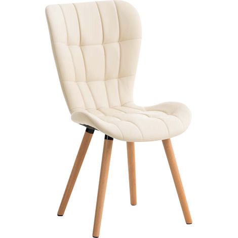 Silla de Comedor Elda Tapizada en Cuero Sintético Crema (1/5)