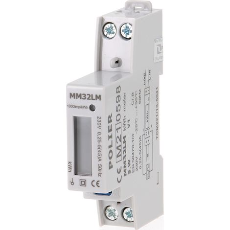 POLIER COMPTEUR MODULAIRE MONOPHASÉ 45 A SIMPLE TARIF AFFICHAGE LCD MID POLMM32LM (1/5)