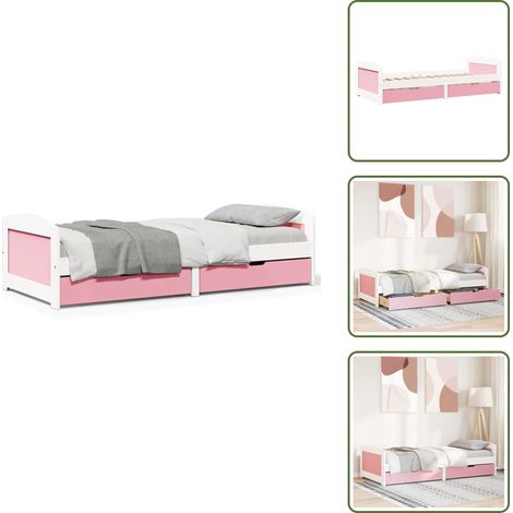 Lit de jour et 2 tiroirs sans matelas IRUN blanc rose 90x200 cm - Lit De Jour - Lits De Jour - Canapé-lit - Lit D'appoint (1/5)