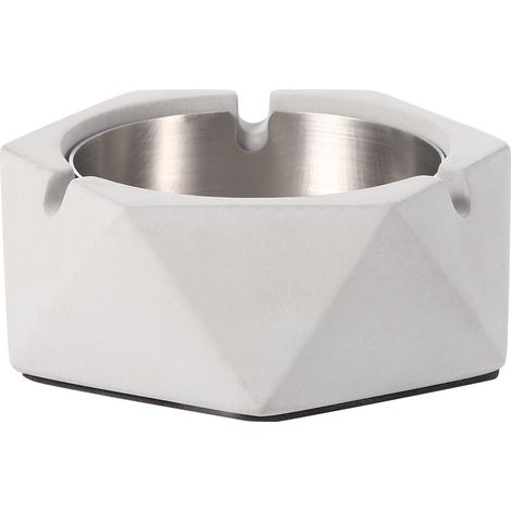 Cendrier en Beton Geometrique Style Industriel avec Insert Metal Gris Clair 11x11x4.5cm pour Salon Maison (1/5)