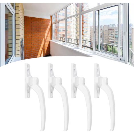 Aluminium-Fenstergriff – Sicherheitsgriff für Schiebe- oder Drehfenster – Weiß – Set mit 4 Griffen inklusive Schrauben und Kappen (1/5)