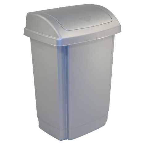 PLAST TEAM 13413737 POUBELLE À COUVERCLE BASCULANT ARGENTÉ 25 L