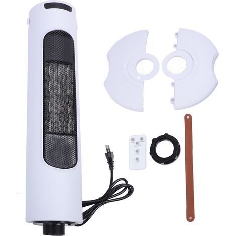 Chauffage soufflant blanc - Ventilateur rotatif, télécommande, minuterie, commande tactile, compact 545x230x120mm, léger 1,75kg, ABS (1/5)