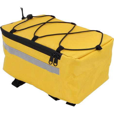 Sacoche de vélo arrière imperméable en tissu Oxford 1680D, jaune, avec bande réfléchissante, pour trajets urbains et navette quotidienne (1/5)