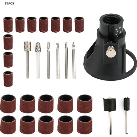 Ortviai Lot de 29 pièces pour meuleuse électrique : positionneur réglable, fraises rotatives et disques abrasifs (1/5)