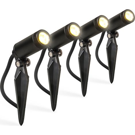 Qazqa – Ensemble de 4 spots de jardin étanches IP68 – LED 3W 270lm 3000K – Noir – Réglable pour éclairage extérieur moderne