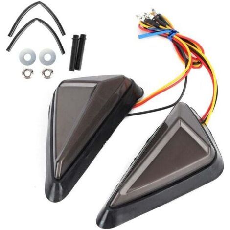 universal triangular L-shaped LED turn signals, high beam, white and yellow, (1/4)