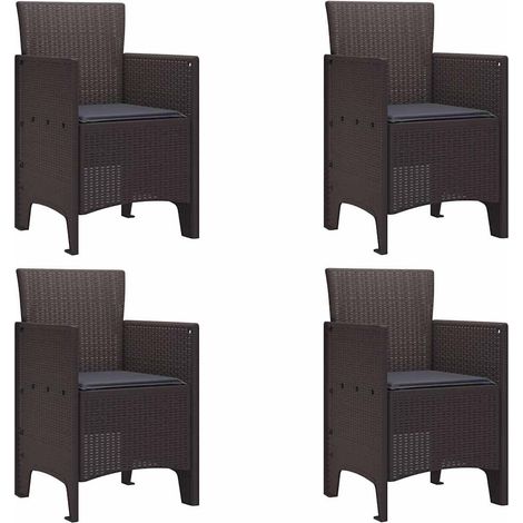 Lot de 4 Chaise de jardin,Chaise d'extérieur Marron 53 x 49 x 85 cm PP CFW1889351 (1/5)