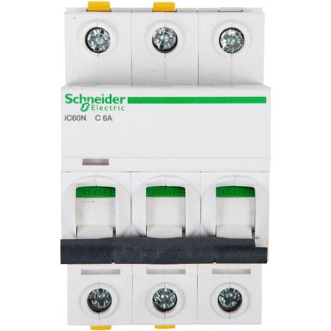 iC60N - miniature circuit breaker - 3P - 6A - C curve - A9F04306