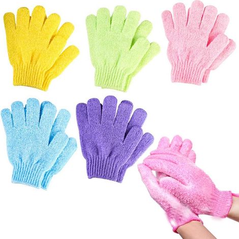 paires Gants Exfoliants,Gants de bain Exfoliant,Gants Exfoliants de Double Face,Douche Bain Gants pour enfants, hommes, femmes (1/5)