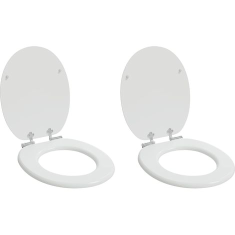 vidaXL Soft-Close Toilet Seat 2 pcs White 44 x 38 cm MDF board