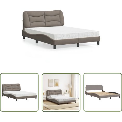 The Living Store Bett mit Matratze Taupe 140x200 cm Stoff - Schlafzimmer Möbel - Doppelbett - Boxspringbetten - Lattenrost - Bettsofa (1/5)