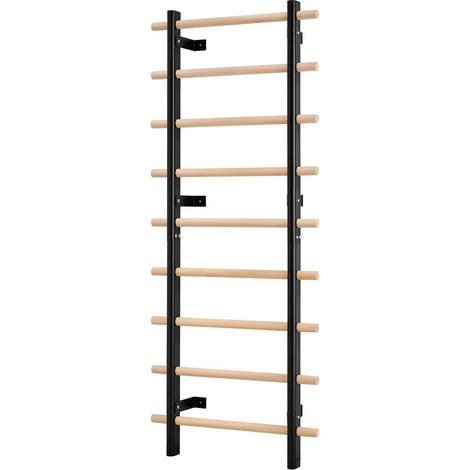 Entraînement Complet Échelle Suédoise Espalier en Bois Massif et Acier 9 Niveaux 197x80cm Charge 150kg Gym Intérieur (1/5)