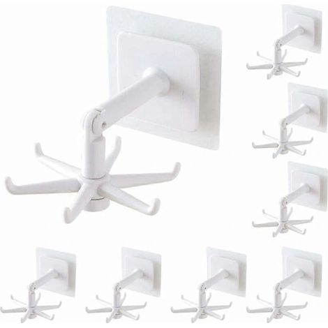 Filiyano-Crochet pliable rotatif à 360°, auto-adhésif, vertical à 180°, étanche, pour la maison, la cuisine, les serviettes, le bureau n'abîme pas (1/5)