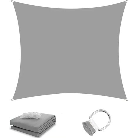 (Gris foncé, 200x300cm) Voile d'ombrage rectangulaire, protection UV, convient aux balcons/terrasses/cours. (1/5)