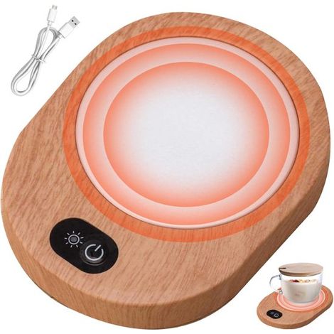Posavasos calefactable, calentador de tazas USB, ideal para escritorio o taza de madera, Posavasos portátil calefactable, té, No requiere pilas (1/5)