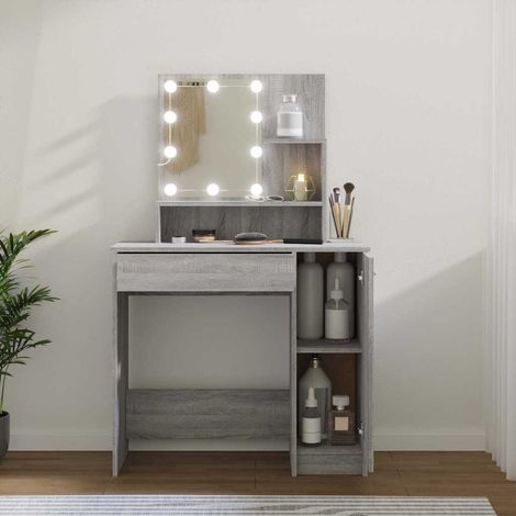 vidaXL Coiffeuse avec LED Sonoma gris 86,5x35x136 cm (1/5)