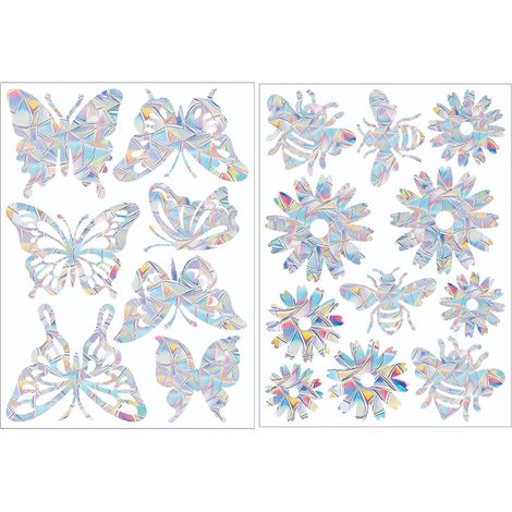 20 Autocollants fenêtre, anti-collision oiseau, film prismatique, décoration soleil, réutilisable sans colle, maison bureau (1/5)