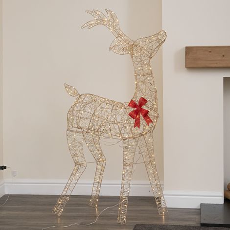 1.3m Light up Gold Twist Christmas Standing Reindeer with 300 LEDs (1/5)