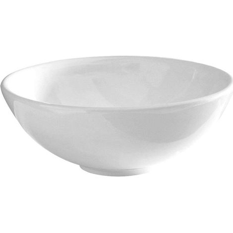 GO by Van Marcke Artemis vasque à poser ronde 40x14 cm porcelaine blanc pour lavabo surélevé ou robinet mural
