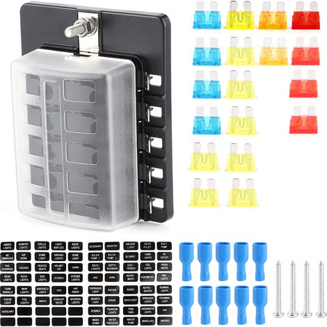 Support de bloc de lame de boîte à fusibles à 10 voies avec voyant LED pour yacht de bateau de voiture automobile