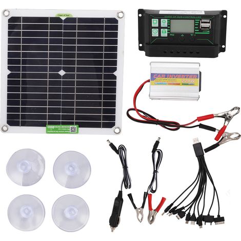 Kit solaire 40W avec régulateur 100A et onduleur solaire 12V/220V 220W pour randonnée extérieure, voitures et bateaux (1/5)