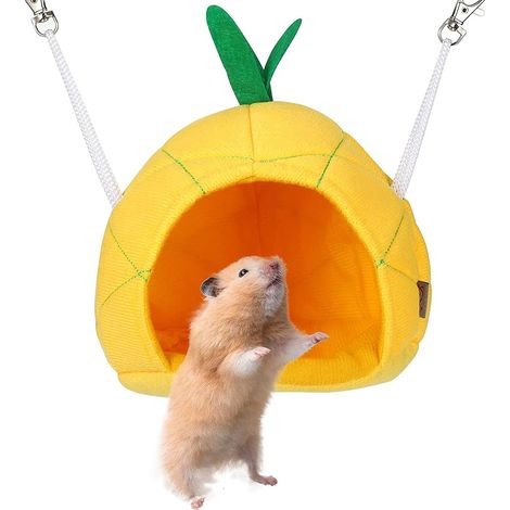 Maisonnette ananas pour hamster à poils doux, lit suspendu pour petits animaux, accessoires pour cage de phalanger volant, cochons d'Inde, rats, hamsters et autres petits animaux de compagnie pour dor (1/5)