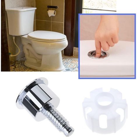 Bouton de Chasse d'eau Double Bouton Poussoir Rond en ABS Chromé Accessoires Remplacement de Toilette pour Salle de Douche Salle de Bain Toilette (1/3)