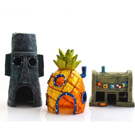 SpongeBob Schwammkopf Aquarium-Dekorationen, Aquarium-Ornamente, Fischhaus, Fischhöhle, verstecktes Schloss (1/5)