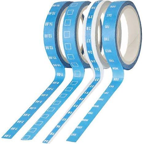 Lot de 8 rubans adhésifs décoratifs Washi Tape pour scrapbooking, avec calendrier hebdomadaire et horaire (bleu).-5000.8CM (1/3)