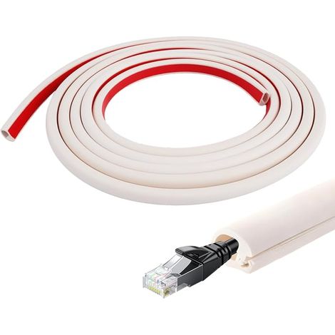 3 Meter Kabelkanal, selbstklebende, halbrunde Wand-Kabelabdeckung aus flexiblem PVC, Mini-Kabelkanal, Elektrokabelkanal, flexible Boden-Kabelabdeckung, für Boden, Wand, TV, Büro und Zuhause (1/5)