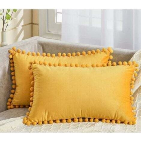 Fodera per cuscino 30x50 cm giallo senape, stile scandinavo, per soggiorno, set di 2 protezioni rettangolari in velluto morbido double-face in tinta unita per cuscino sedia da ufficio