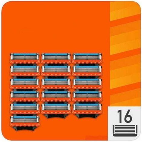 Gillette Fusion, lame per rasoio a mano libera, 16 rasature, contorni di precisione, doppie strisce lubrificanti- 16 Count– 5-Bladed with Lubrication Strip and Precision Trimmer (1/5)