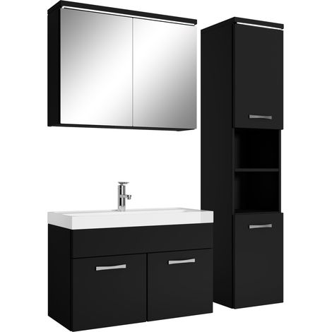 Mobile da bagno Paso 80cm Nero Opaco - armadio mobiletto lavabo