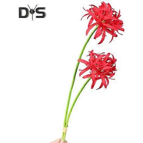 Lot de 2 lys araignées rouges artificiels, fleurs réalistes en soie, fausses branches pour centre de table, décoration florale pour mariage, maison ou bureau.rouge (1/5)