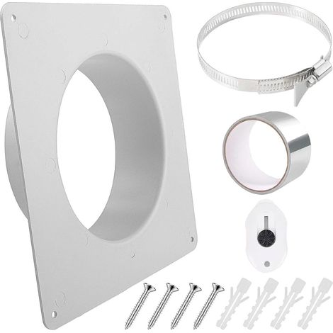 Bride de raccordement de canal Ø150mm/6 pouces Bride de tuyau droite en plastique ABS avec colliers de serrage ruban d'alu Bride de tuyau pour système de ventilation de chauffage et de refroidissement (1/5)