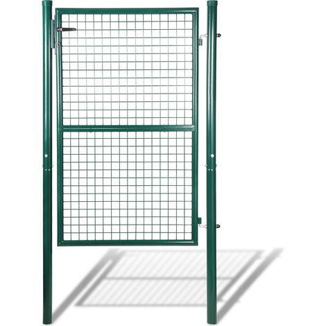 Randaco 150x100 cm Cancelletto da giardino in acciaio zincato - Cancello da giardino - Con serratura, maniglia e chiave Cancelletto con griglia - Verde