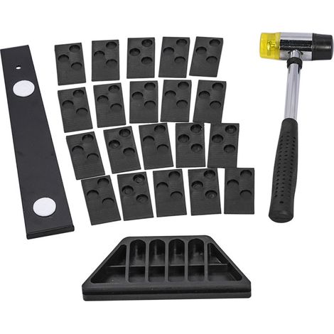 Kit d'installation sol stratifié 23 pcs : maillet caoutchouc double-face 26cm, barre d'arrachement acier, cales de sol x20 – Pour pose de parquet (1/5)