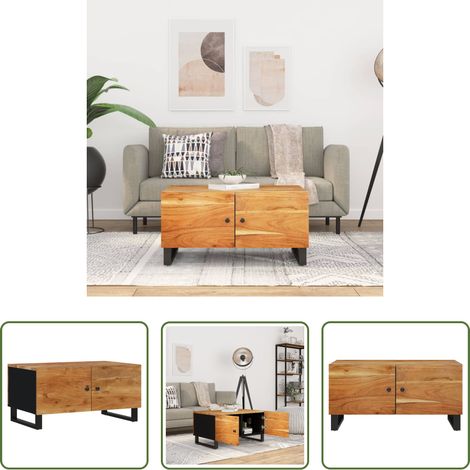 Table basse bois - Table basse 80x50x40 cm Bois d'acacia solide et d'ingénierie (1/5)