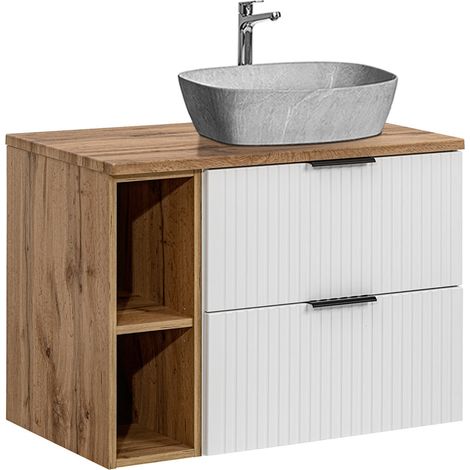 Waschtisch 80cm Adriel mit 2 Schubladen, Weiß (1/5)