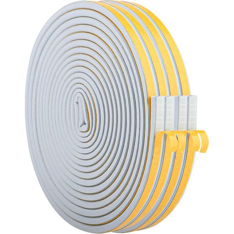 Bande d'étanchéité pour portes et fenêtres, bande d'étanchéité auto-adhésive en mousse pour porte et fenêtre, étanchéité insonorisée, protection contre les intempéries Epdm, longueur totale (2 rouleau (1/5)
