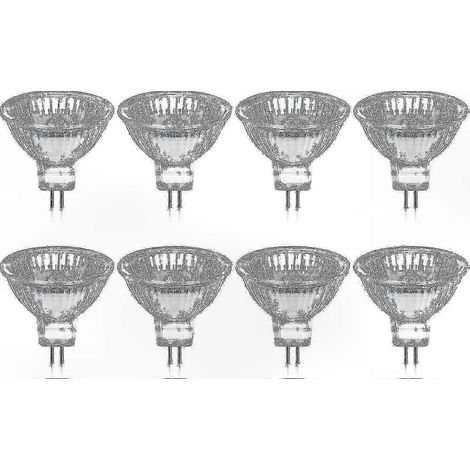 Dimmbare warmweiße 2800K GU5.3 MR16-Glühbirnen mit Glasabdeckung, 400 Lumen, 35W, 12V, 8er-Pack Halogen-Strahler (1/4)