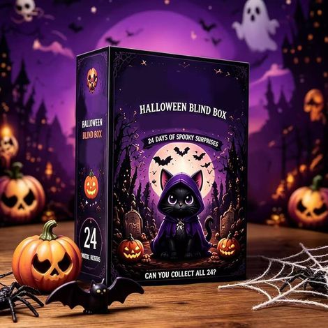 Calendrier de compte à rebours Halloween Chat Noir - Boîte surprise S - Plat
