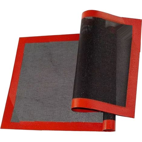 Lot de 2 tapis de cuisson en silicone et fibre de verre perforés, 30 x 40 cm, pour biscuits et four. (1/5)