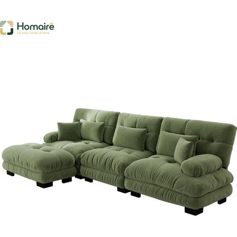 Sofa mit Modulen aus Chenille grün mit Armlehnen en Polyester 313 x 145 x 81 cm HOMAIRE (1/5)