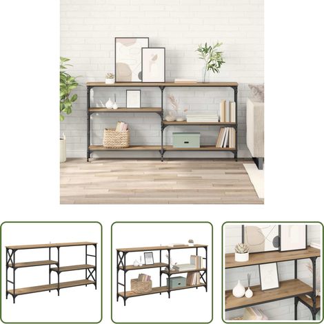 Rangement salon - Table console avec étagère Chêne artisanal 150 x 29 x 76,5 cm (1/5)