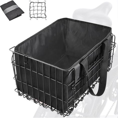 Cesta trasera plegable para bicicleta - Metal - Negro (1/4)