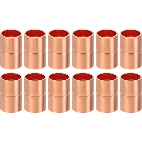 12pcs Manchons à Souder en Cuivre, 9.52mm Raccords de Couplage Tuyau, Raccord de Tuyauterie Droit pour Raccordements Plomberie HVAC Climatisation Chauffage Réseaux, Épaisseur 0.8mm (1/4)