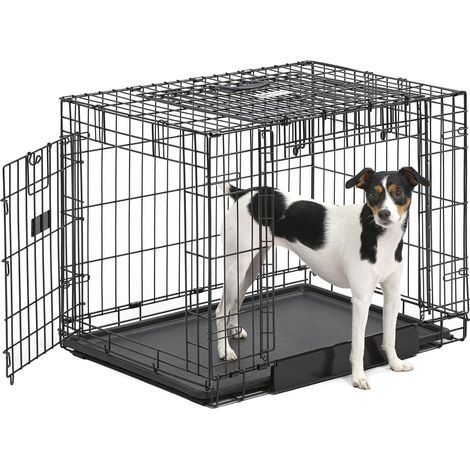 Cage Pliante pour Chien, Taille Moyenne à Double Porte en métal de 76,2 cm, Noir (1/5)